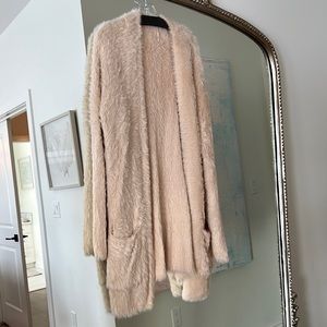 Free People Open front faux fur cardigan M